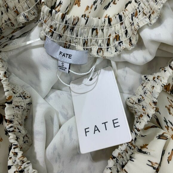 Fate Dress Womens S Small Off Shoulder Ruffle Tiered Mid Sleeves Waist Tie Boho - Picture 6 of 11